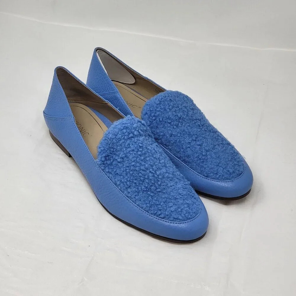 Vionic Woman's Frieda Leather Slip On Loafers blue Shoes size 7.5M - Picture 2 of 10